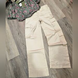 Tractr Silky Cargo Wide Leg Pant Baggy Oversized Fit